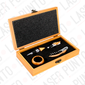Set de Vino Caja de Bamboo + Grabado