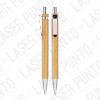 Bolígrafo de Bamboo con Clip Metálico + Grabado - Imagen 3