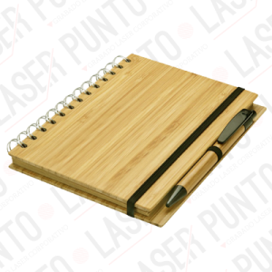 Cuaderno de Bamboo Lineal 70 Hojas Papel Kraft con Bolígrafo + Grabado