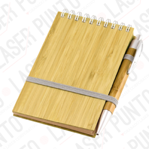 Libreta de Bamboo Lineal 70 Hojas Papel Kraft con Bolígrafo + Grabado
