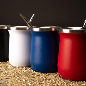 Vaso Térmico Metálico "Mate" 300ml con Bombillas Colores + Grabado